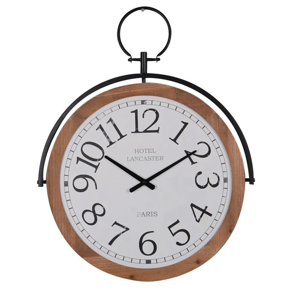 Relogio De Parede Em Madeira E Metal Marrom E Preto 79cm Bo00