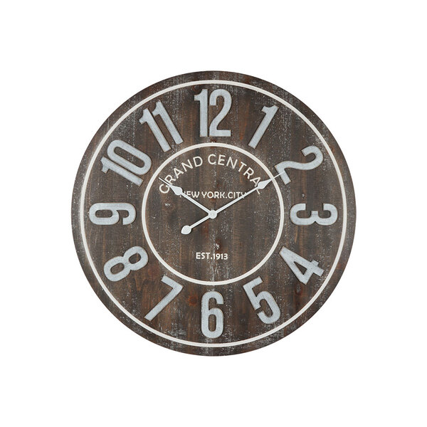 Relogio De Parede Em Madeira Marrom E Branco 80cm Ya0053 Btc