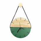 Relógio De Parede Em Madeira Minimalista Verde Detalhes Em Pr