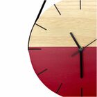 Relógio De Parede Em Madeira Minimalista Vermelho Detalhes Em