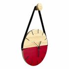 Relógio De Parede Em Madeira Minimalista Vermelho Detalhes Em