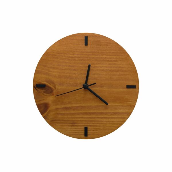 Relógio De Parede Em Madeira Rústico Cor Imbuia 28cm