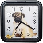 Relógio De Parede Eurora Preto Quadrado Cachorro 6589-145