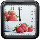 Relógio De Parede Eurora Preto Quadrado Morango 6591-145