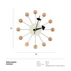 Relógio De Parede George Nelson Ball Clock - Madeira Natural