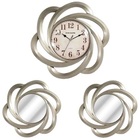 Relogio De Parede Grande 40cm Com Kit Espelho Decorativo 3 Pe