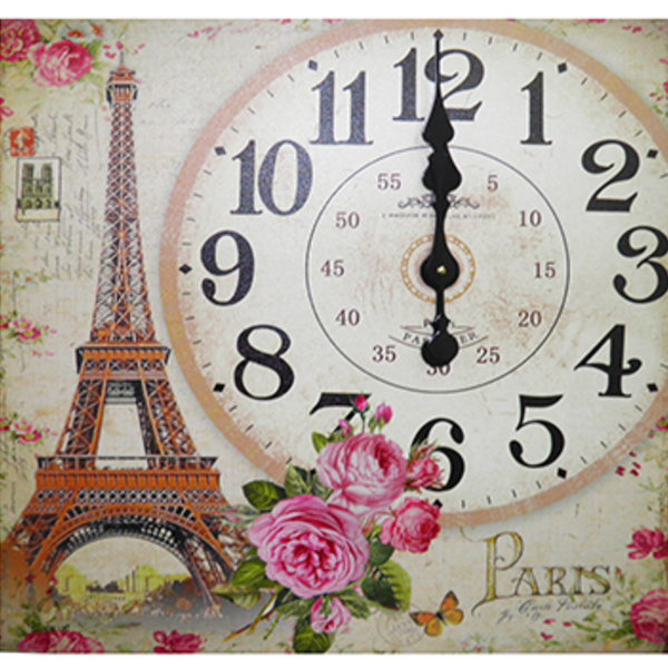 Relogio De Parede Grande Vintage Retro Decoracao Torre Eiffel