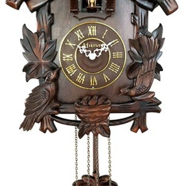 Relógio De Parede Herweg Ref: 530002-084 Cuco Madeira Ipê