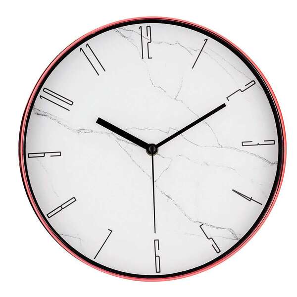 Relogio De Parede Marmorizado Branco E Rose Gold - Mart