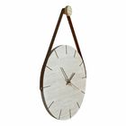 Relógio De Parede Minimalista Em Madeira Alça Caramelo 40cm