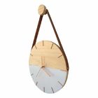 Relógio De Parede Minimalista Em Madeira Branco E Rosê Gold C