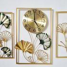 Relógio De Parede Painel Quadros Dourado 100x56