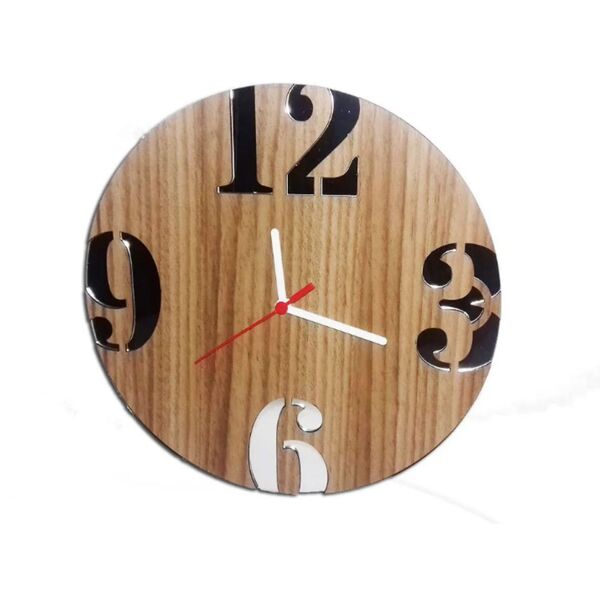 Relógio De Parede Para Cozinha Mdf E Números Em Espelhos