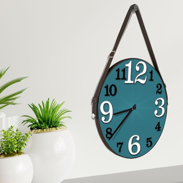 Relógio De Parede Premium Ágata Com Alça E Números Em Relevo