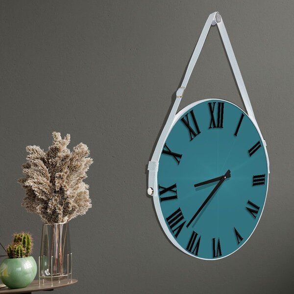 Relógio De Parede Premium Ágata Com Alça E Números Romanos Em