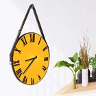 Relógio De Parede Premium Amarelo Com Alça E Números Romanos