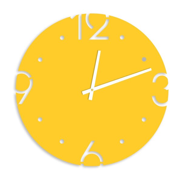 Relógio De Parede Premium Amarelo Com Números Vazados 50cm