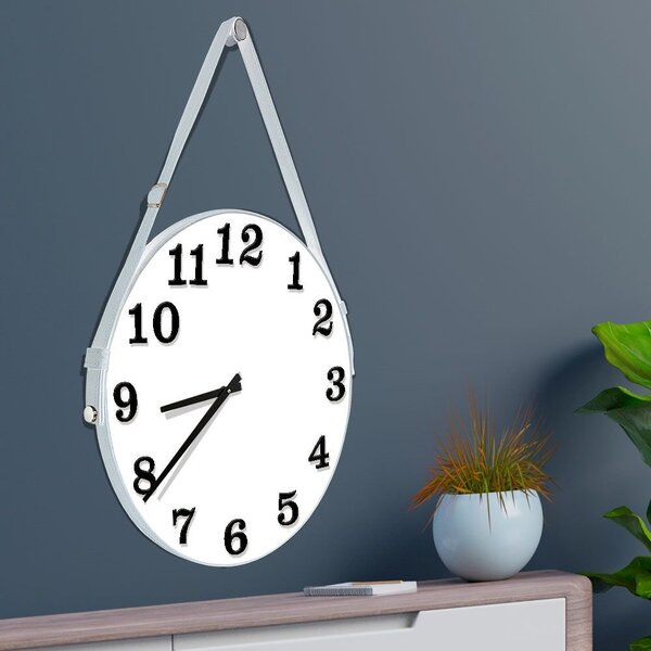 Relógio De Parede Premium Branco Com Número Em Relevo Preto 5