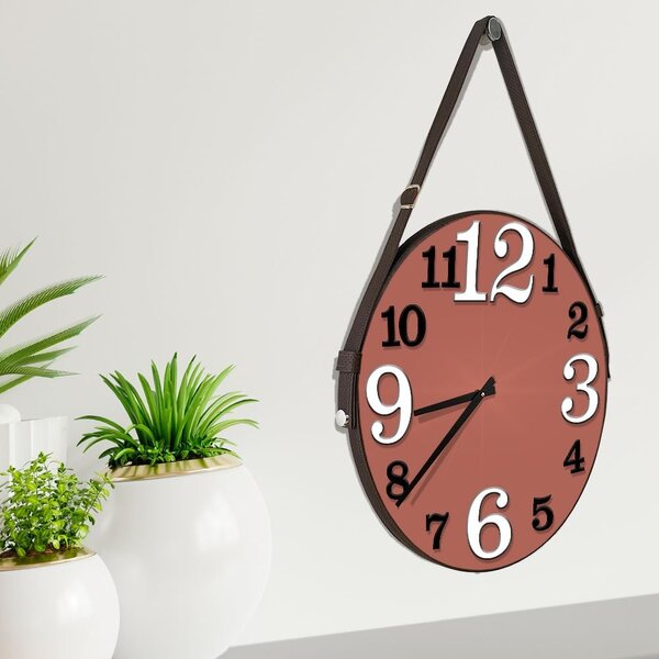 Relógio De Parede Premium Cobre Metalizado Com Alça E Números