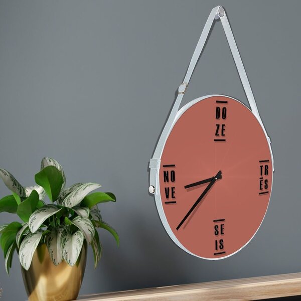 Relógio De Parede Premium Cobre Metalizado Com Alça E Palavra