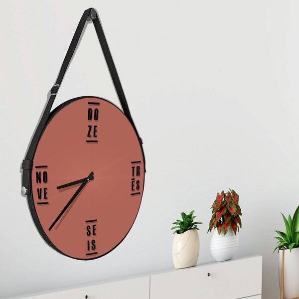 Relógio De Parede Premium Cobre Metalizado Com Alça E Palavra