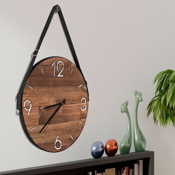 Relógio De Parede Premium Madeira Ripada Com Alça E Números V