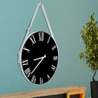 Relógio De Parede Premium Preto Com Alça E Números Romanos Em
