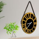 Relógio De Parede Premium Preto Com Alça E Números Romanos Em