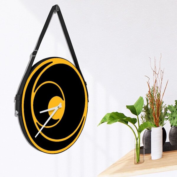 Relógio De Parede Premium Preto Com Relevo Amarelo 50cm Preto