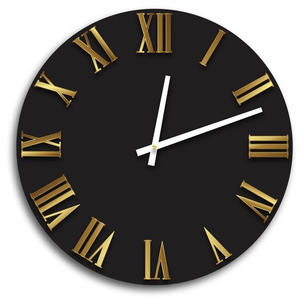 Relógio De Parede Premium Preto Ônix Com Números Em Relevo Ac