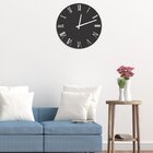 Relógio De Parede Premium Preto Ônix Com Números Romanos Em R