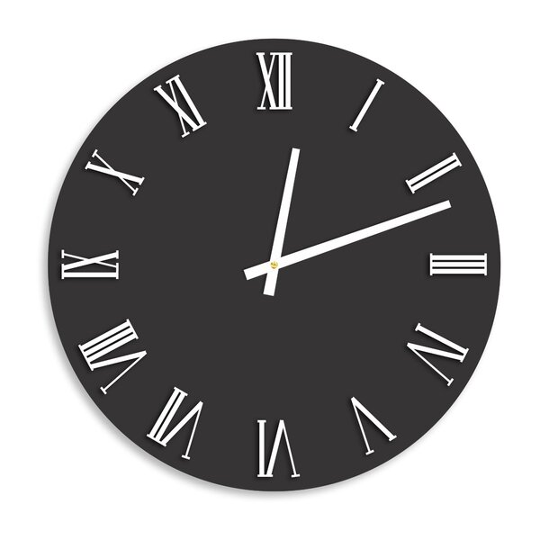 Relógio De Parede Premium Preto Ônix Com Números Romanos Em R