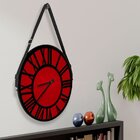 Relógio De Parede Premium Vermelho Com Alça E Números Romanos