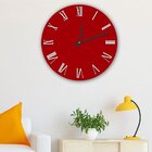 Relógio De Parede Premium Vermelho Com Números Romanos Em Rel