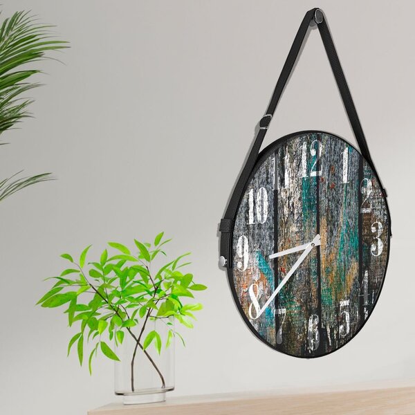 Relógio De Parede Premium Vintage Colorido Com Alça 35cm Preto