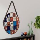 Relógio De Parede Premium Vintage Madeira Quadriculada Com Al