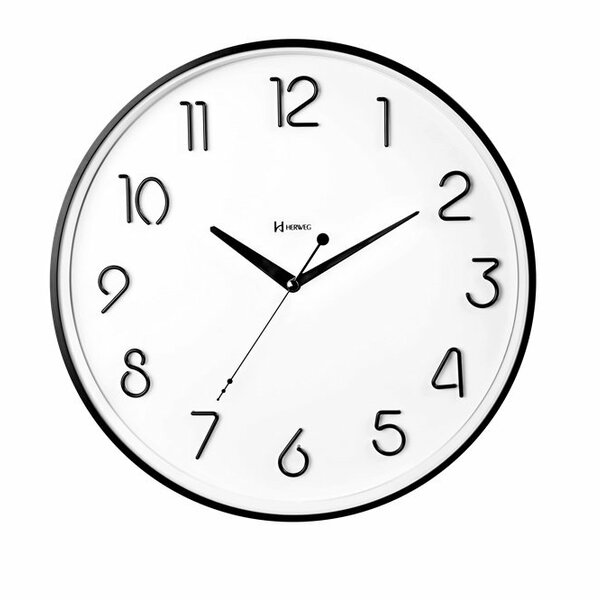 Relógio De Parede Preto Brilhante Silencioso Herweg 6853-035
