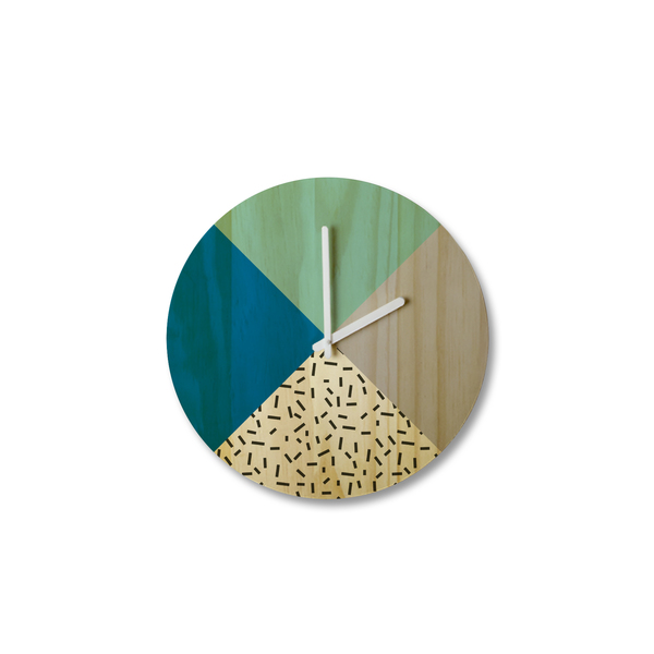 Relógio de Parede Redondo Design Azul e Verde 28x28cm