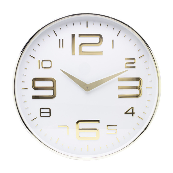 Relogio De Parede Redondo Quartz Branco E Dourado 25cm 2749 L