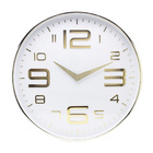 Relogio De Parede Redondo Quartz Branco E Dourado 25cm 2749 L