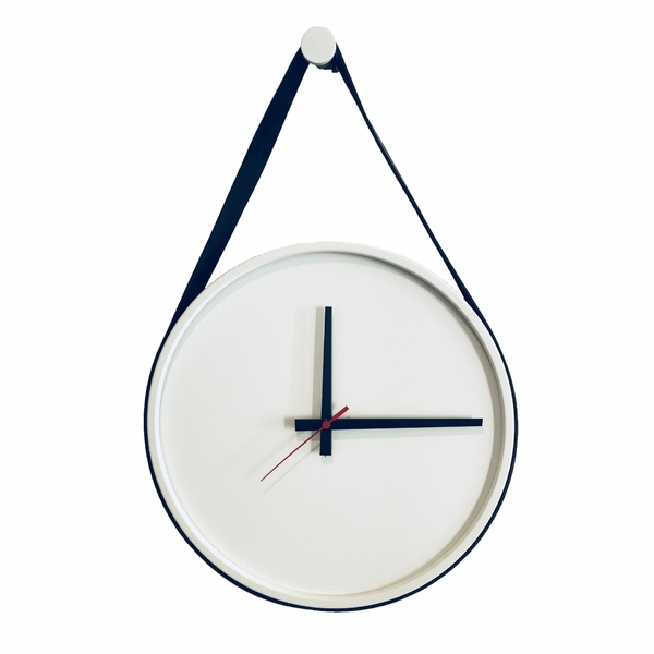 Relogio Decorativo Adnet Branco Alça Corino Preta Mostrador B