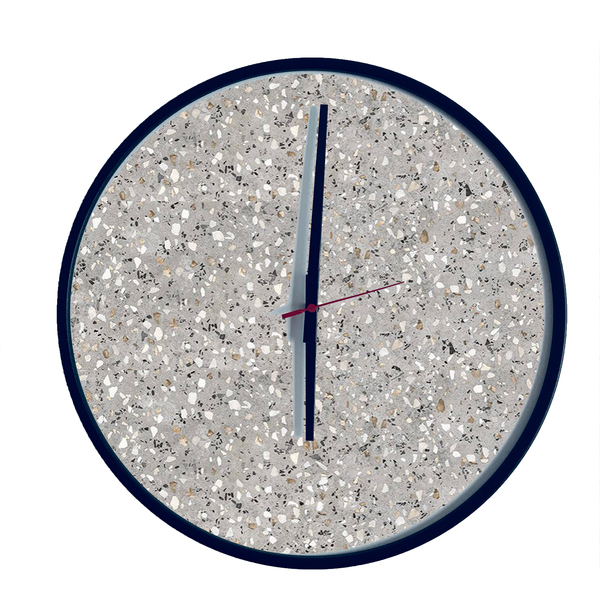 Relógio Decorativo Round Preto Mostrador Terrazzo Ponteiro Pr