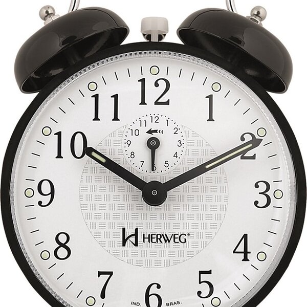 Relógio Despertador Mecânico Retrô - Preto - Herweg