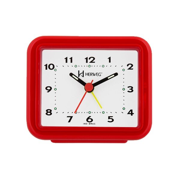 Relogio Despertador Quartz Analogico Quadrado Herweg 2612  Ve
