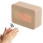 Relogio Digital Sensor Som Alarme Termometro Madeira Voice Co