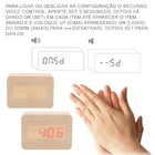 Relogio Digital Sensor Som Alarme Termometro Madeira Voice Co