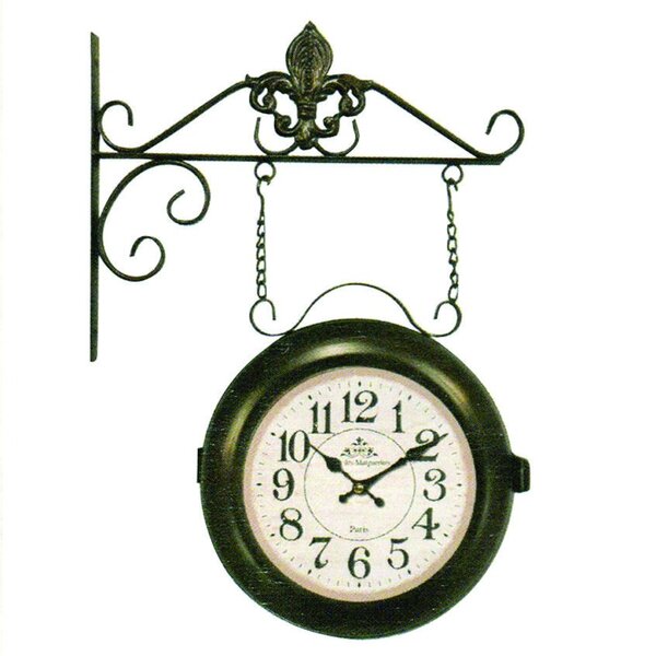 Relógio Estação Dupla Face Retrô Em Metal