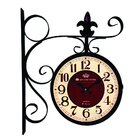 Relógio Estação Dupla Face Retrô Preto Em Metal