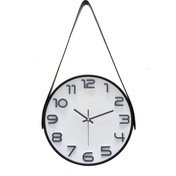 Relógio de Parede com Alça a Pilha Preto e Branco 30cm Espressione