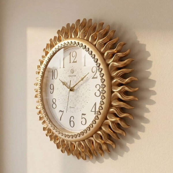 Relógio Parede Místico Solar Dourado Oriental Rustico 45cm